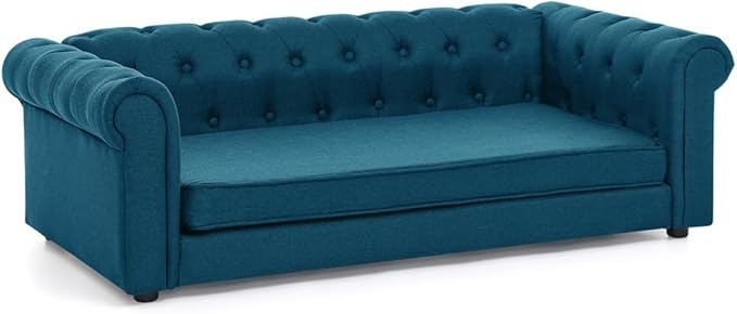 Dog Sofa Couch for Medium to Large Dogs, 55" Memory Foam Pet Sofa Couch with Washable Fabric, Durable Elevated Dog Bed with Legs, Removable Cushion for Medium and Large Dogs, Blue