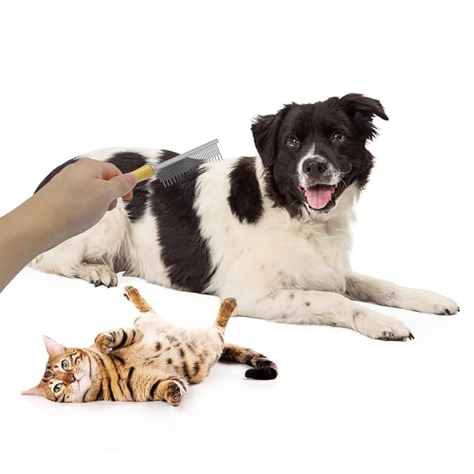 Wooden Handle Grooming Comb for Dogs Cats Pet(Multitooth)