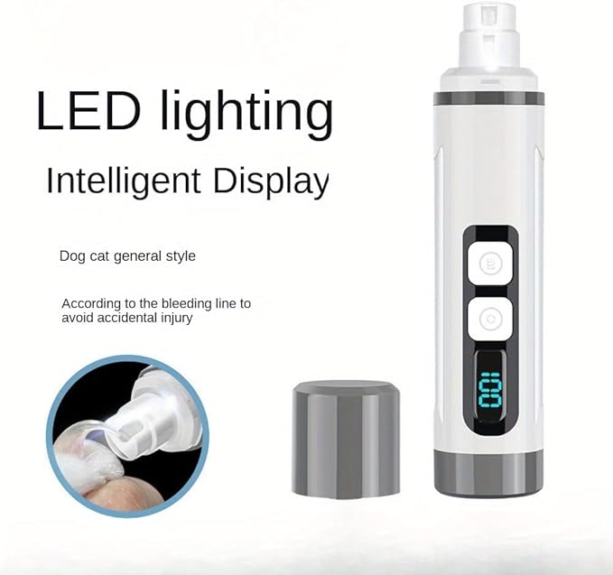 Dog Nail Grinder Quiet-2025 Release Ultra-Quiet Dog & Cat Nail Grinder with LED Light & Battery Display - Painless Nail Trimmer for Small to Large Pets, Thick Nails, and Sensitive Paws