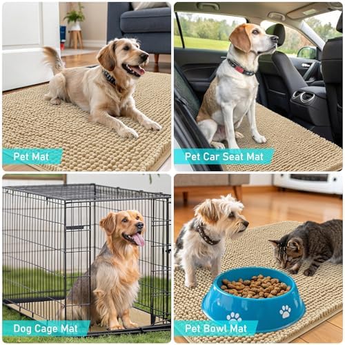 OLANLY Dog Door Mat for Muddy Paws 59x32, Super Absorbent Chenille Mud Mat - Image 7