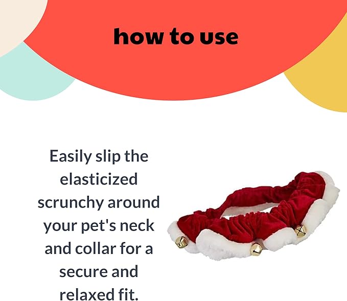 Huxley & Kent Ruff Pet Scrunchy | Santa (Small) | Festive Christmas/Holiday Neckwear for Dogs/Cats | Fun Stretchable Costume Accessory | Soft Collar with Bells