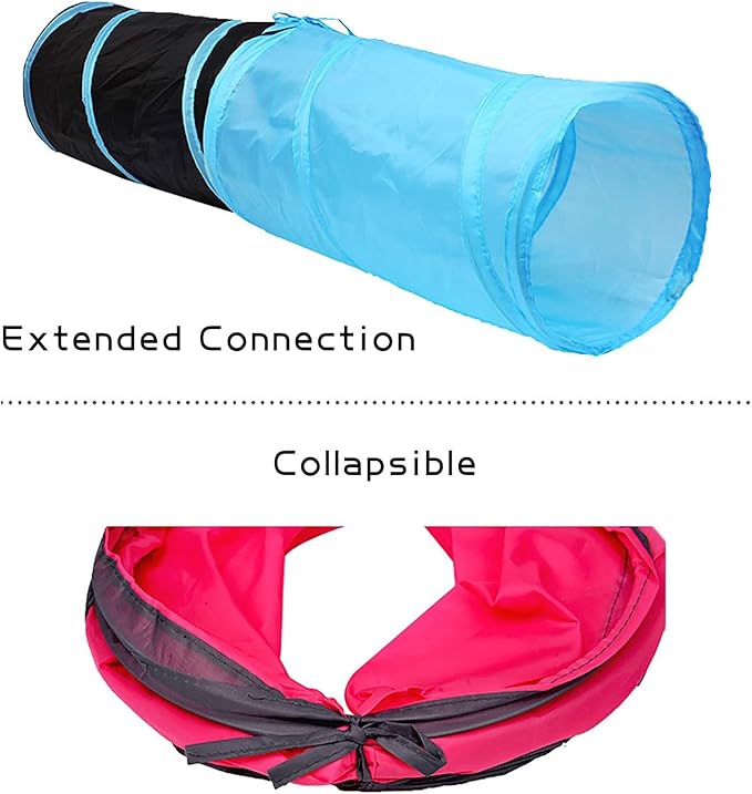 iCAGY Foldable Spiral Cat Tunnel - Indoor Toy for Small Cats, Kittens, and Rabbits - Tube for Interactive Play and Outdoor Fun - Pet Toy 20" 3 Pcs (Light Pink, Light Green, Sky Blue)