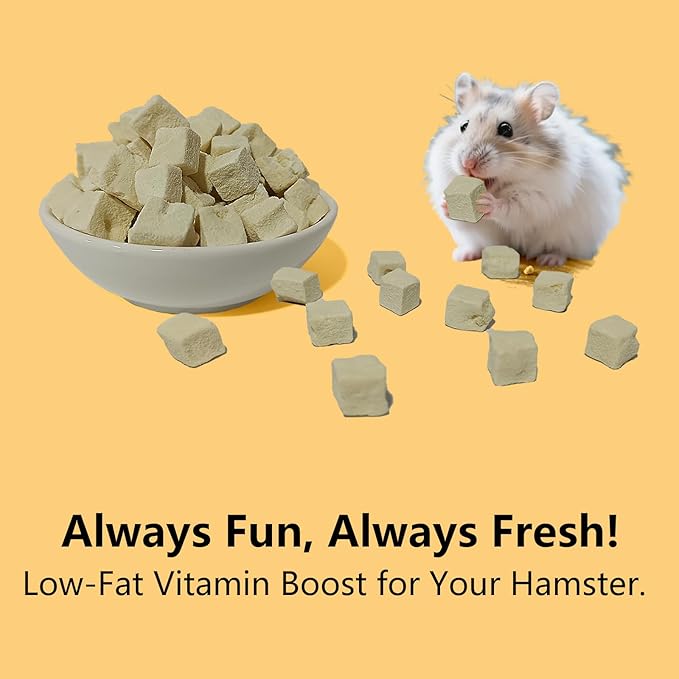 Freeze-Dried Tofu Hamster Treats, Grain-Free & Healthy Chews, High Protein Natural Snacks for Small Pets, Rabbits, Gerbils, Mice Degus, Chinchilla, 4.5 oz Pack