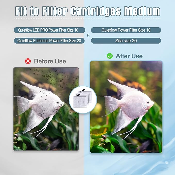 12 Pack Medium Filter Cartridges Compatible with Aqueon Replacement Filter Cartridges Compatible with Aqueon QuietFlow LED PRO Power Filter Size 10 & E Internal Power Filter Size 20 & Zilla Size 20