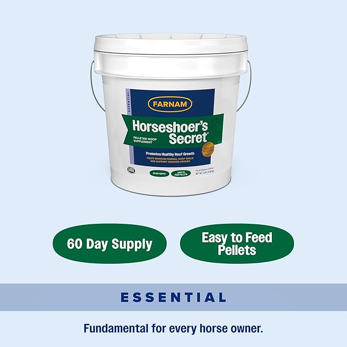 Farnam Horseshoer's Secret Pelleted Hoof Supplement for horses promotes healthy hoof growth, 22 lb., 60 day supply