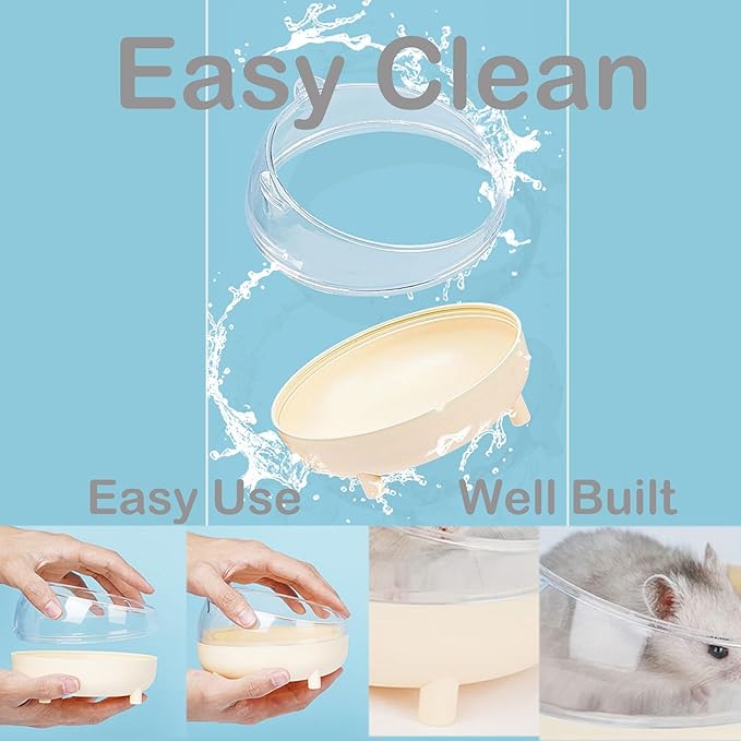 Meow&Woof Hamster Sand Bath Container, Large Sandbox Toilet Gerbil Batheoom, Tiny Chinchilla Dust Bathtub Sand Bath Box for Hamster Cage Accessories 6.5 Inch-Yellow