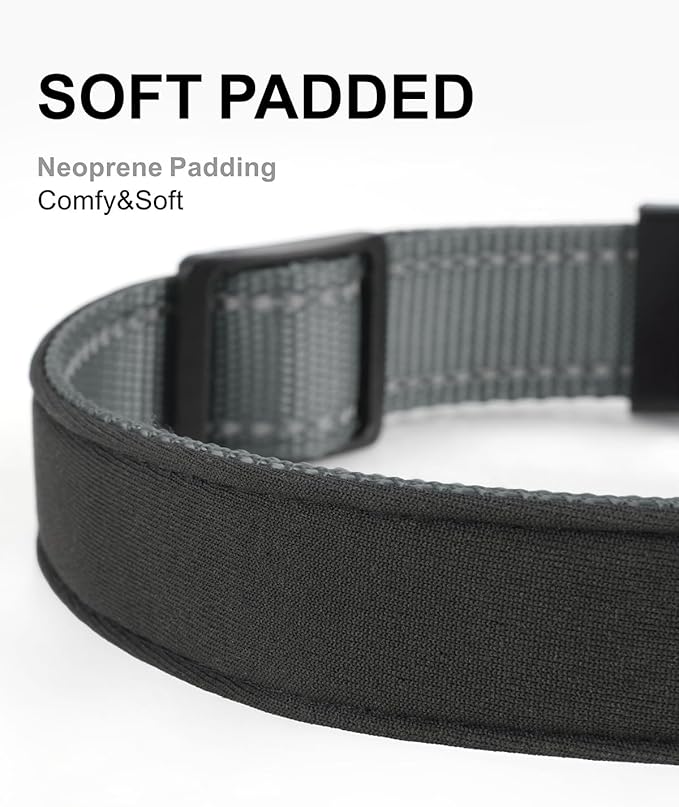 TagME Airtag Dog Collar,Waterproof Reflective Pet Collar with Airtag Holder,Soft Padded and Double D-Rings for Large Dogs,Grey