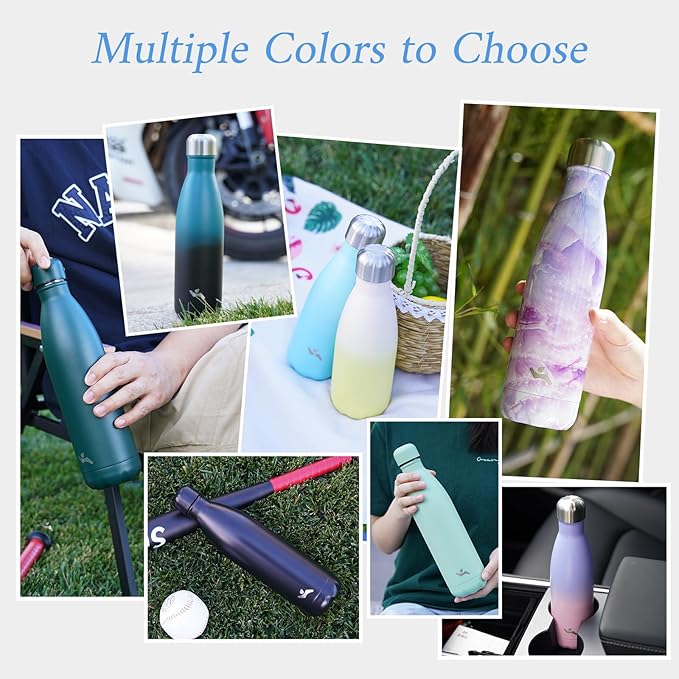 Insulated Water Bottles,25 oz Double Wall Stainless Steel Vacumm Metal Flask for Sports Travel,Midnight Black