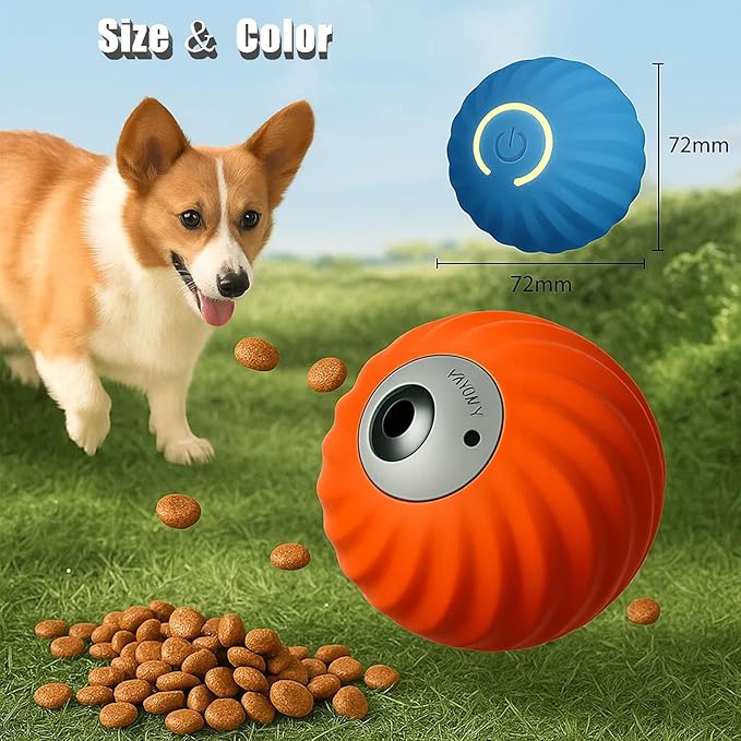 Zoomie Buddy 2.0, Zoomie Buddy for Dogs, 2 in 1 Smart Touch Interactive Dog Balls & Pet Feeder, 2.83" Diameter, Suitable for Small/Medium Dogs, with Fruit Plush Cover (Orange, Tomato)