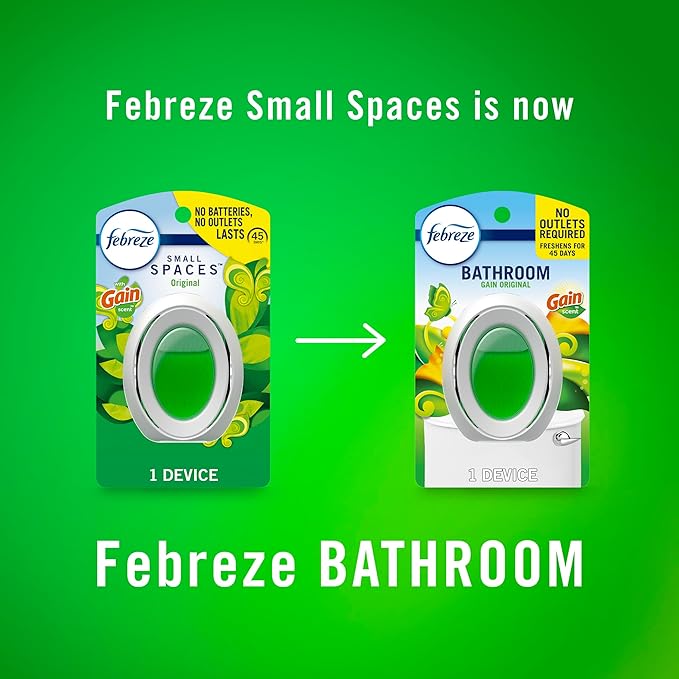 Febreze Bathroom Air Freshener, Odor-Fighting, Plug In Alternative, Air Fresheners for Home and Bathroom and Kitchen, Closet Air Fresheners, Gain Original Scent, 4 Count