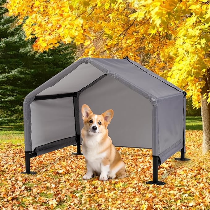 Dog Shade Shelter Outdoor Tent for Small Medium Dogs, Waterproof Sun Protection Pet House for Dogs, Small Animals and Livestock, Pet Canopy with Upgraded Doors and Ground Nails