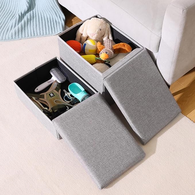 Foldable Dog Stairs/Steps 2-Tier Pet Steps Storage and Adjustable Steps for Small Medium Dogs Pet Steps Storage Stepper for High Beds Sofa Pet Dog Cat (2 Step-Light Grey)