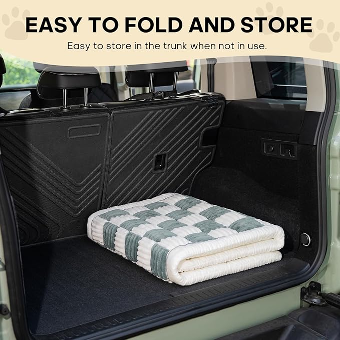 Backseat Pet Bed Mat, Non-Slip Plaid Dog Bed for Car Back Seat, Flannel Backseat Dog Bed, Fit for Backseat Extenders and Trucks SUVs (Bluegrey&White, 24.8x54 inch)