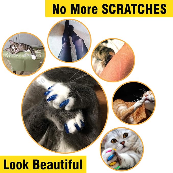 zetpo 12 Colors / 120 pcs Cat Claw Covers | Cats Nail Caps with Adhesives and Applicators (M)