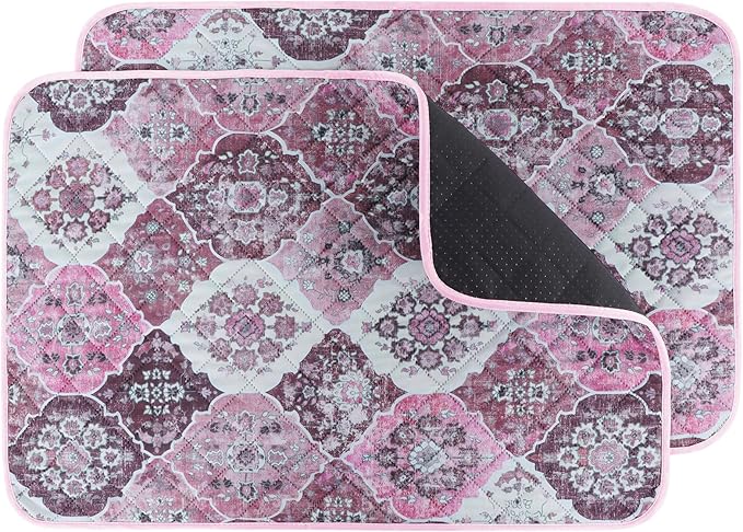 IEUUMLER Washable Pee Pads for Dogs, 1 Pack Reusable Pee Pads for Dogs Non-Slip Grip, Super Absorbent Waterproof Puppy Pads for Potty Training, Playpen, Crate, Whelping Box EU011 Pink, 48x48