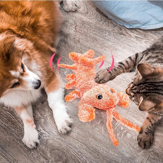 BABORUI Dog Toys, Interactive Dog Toys to Keep Them Busy, Wiggly Lobster Dog Toy for Boredom, Rechargeable Moving Dog Chew Toys for Small/Medium/Large Dogs/Puppy Toys