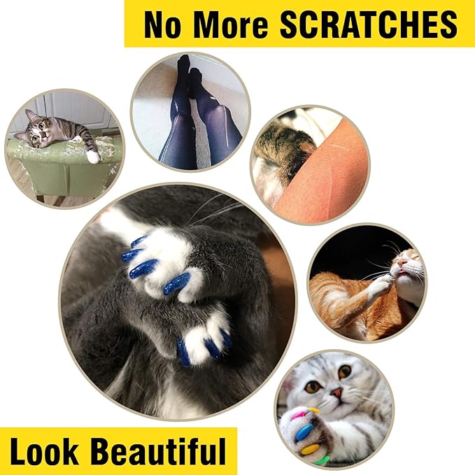 zetpo Cat Nail Caps | Cat Claw Covers | with Adhesives and Applicators (S, 20x Colors | 200 pcs)