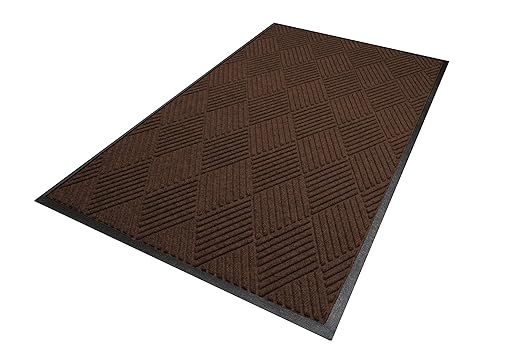 M+A Matting WaterHog Diamond | Commercial-Grade Entrance Mat with Rubber Border – Indoor/Outdoor, Quick Drying, Stain Resistant Door Mat (Dark Brown, 6' x 6')