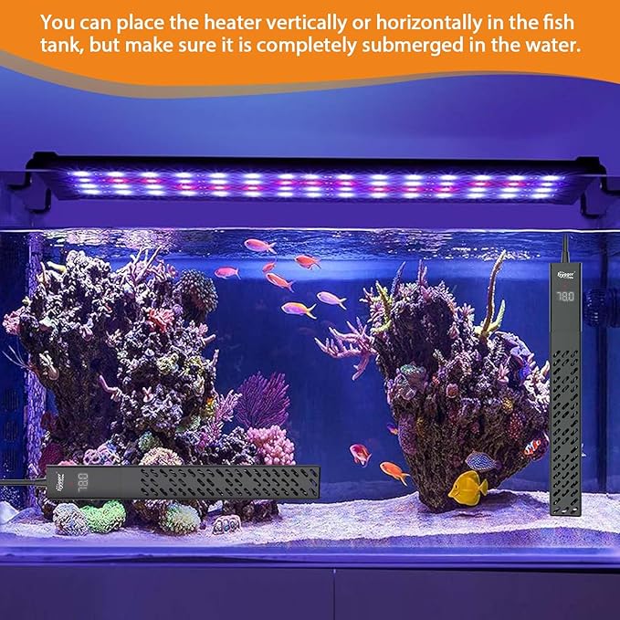 hygger Upgrade Ceramic Aquarium Heater, 500W Digital Fish Tank Heater with Automatic Power-Off and Over-Temperature Protection, Energy Saving Submersible Aquarium Heater for Freshwater and Saltwater