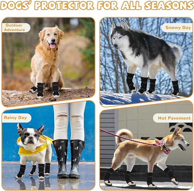 Dog Shoes for Large Small Medium Dogs, Dog Snow Boots Winter, Dog Booties and Paw Protectors to Prevent Licking, Anti-Slip Dog Shoes with Reflective for Hot Pavement,Hardwood Floors, Hiking (Size 2)