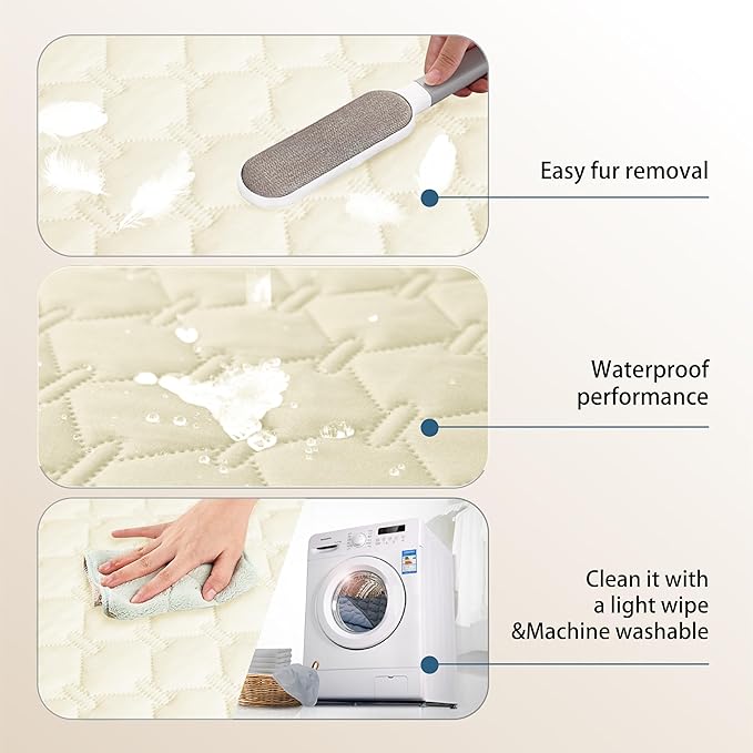 gogobunny 100% Double-Sided Waterproof Dog Bed Cover Pet Blanket Sofa Couch Furniture Protector for Puppy Large Dog Cat, Reversible (82x120 Inch (Pack of 1), Dark Cream/Light Cream)