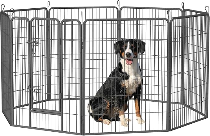 Dog Playpen, Outdoor Dog Fence, 8 Panels, 40" H Dog Pen for Medium/Small Dogs, Heavy Duty Metal Pet Fence with Gate, Portable Dog Fence for RV Camping and Yard (Black)