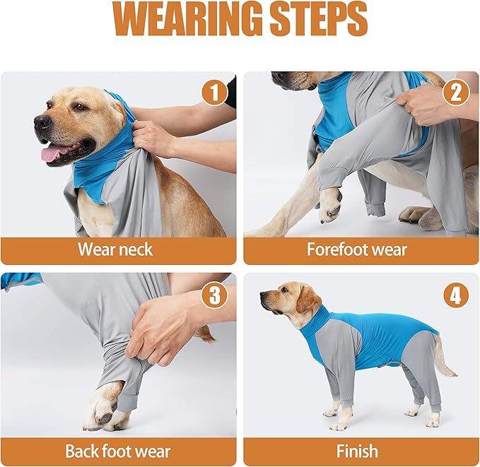 Dog Recovery Suit, Abdominal Wound After Surgery Wear, Prevent Licking Wounds, E-Collar & Cone Alternatives, Long Sleeve Postoperative Shirts Dog Pajamas Prevent Shedding(3XL, Blue)