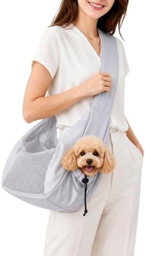 Dog Sling Carrier for Small Dogs & Cats Up to 15lbs, Hands Free Pet Carrier by AXEARTE