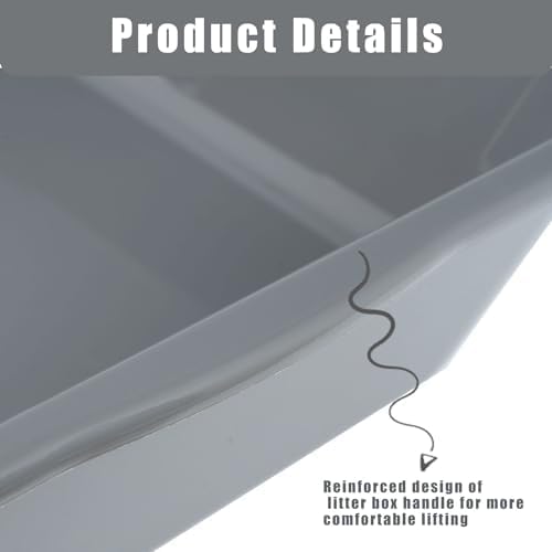 1 Pack of Extra Large Cat Litter Box (ABS Material), Low Entry Senior Litter Pen for Geriatric Kitty Big Cats, Jumbo Pet Safe Litter Boxes Tray for Pets Potty (Light Blue, 20" L x 15.5" W)