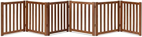 LZRS Wooden Free Standing Dog Gate 120" W x 24" H, Foldable Solid Hardwood Pet by LZRSPET