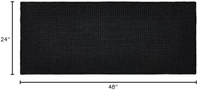TYUU Black Waffle Bath Mat, Boho Bathroom Rugs Non Slip Washable - Image 2