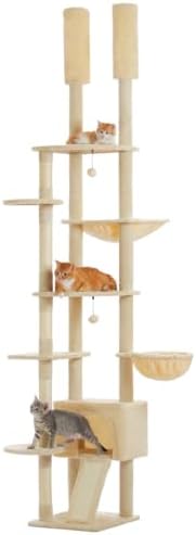 PEQULTI Floor to Ceiling Cat Tree, Height Adjustable 90.5-100.4'' - Image 2