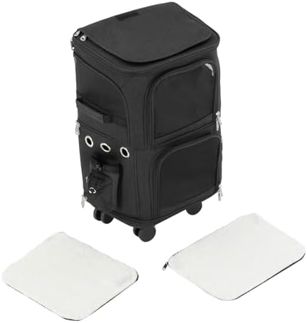 2-Tier Rolling Pet Carrier for Cats & Dogs, Removable Divider, Telescopic Handle - Image 7