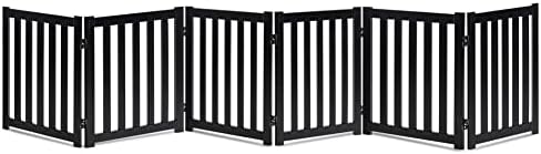 LZRS Wooden Free Standing Dog Gate 120" W x 24" H, Foldable Solid Hardwood Pet by LZRSPET