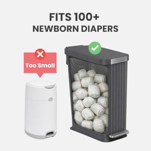 Patented 13 Gallon STEP Diaper Pail – Fits Kitchen Bags, Odor Filter Baby Trash - Image 4