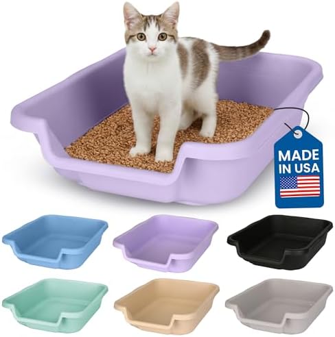 KittyGoHere Senior Cat Litter Box, Small Litter Pan, Small Lavender by NE14pets