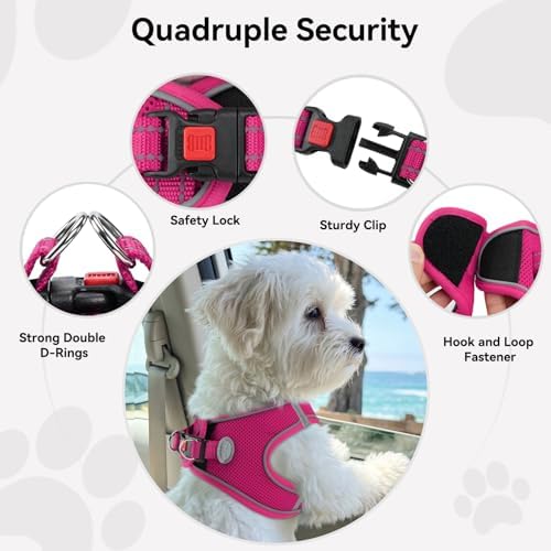 Joytale Step-in Dog Harness, Soft Breathable Mesh, Hot Pink M - Image 6