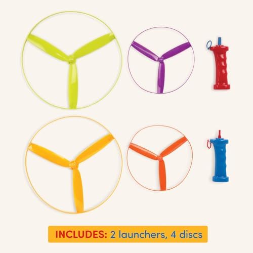 Battat Skyrocopter Flying Disc Toy Set, 2 Launchers, 4 Discs - Image 5