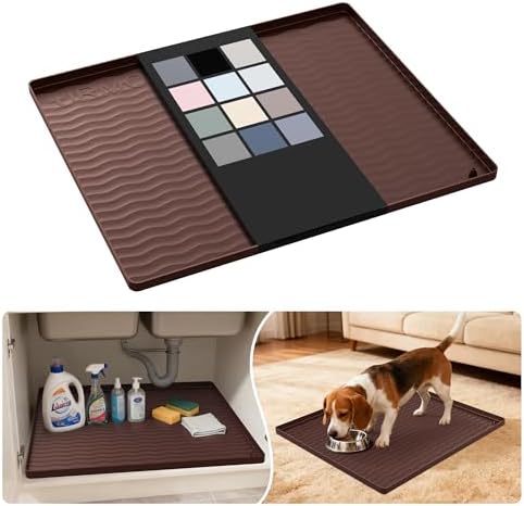 URMONA Waterproof Silicone Under Sink Mat, 22 x 19 in, Flexible Shelf Liner by URMONA