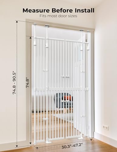 Extra Tall Cat Gate for Doorway, Pressure Mounted Pet Gate - Image 2