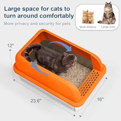 Suzzipaws XL Enclosed Stainless Steel Cat Litter Box - Image 5