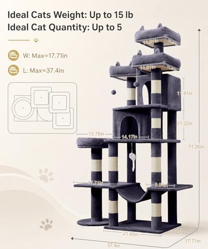 Cat Tower, 71 Inch Heavy Duty Cat Tree - Image 3