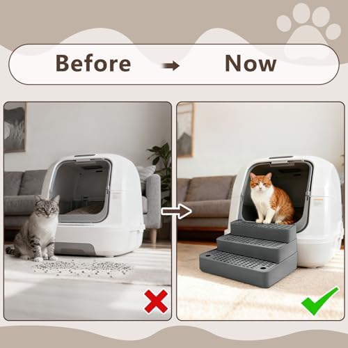 Adjustable 3-Step Cat Ramp for Litter Box, Cat Step, Dark Gray - Image 4