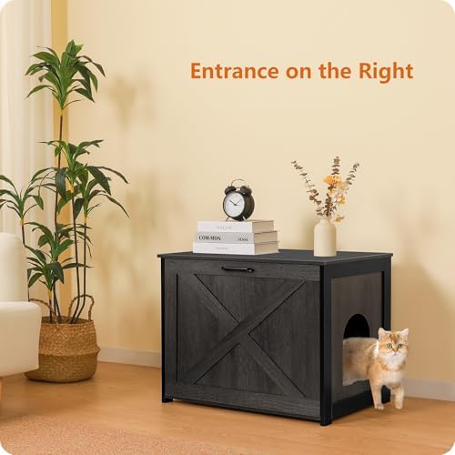 Dwanton Cat Litter Box Enclosure, Hidden Litter Box Furniture, 27.6 Inches - Image 2