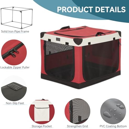 PETSFIT 30" Soft Portable Dog Crate – Patented Spiral Sturdy Frame, Collapsible - Image 5