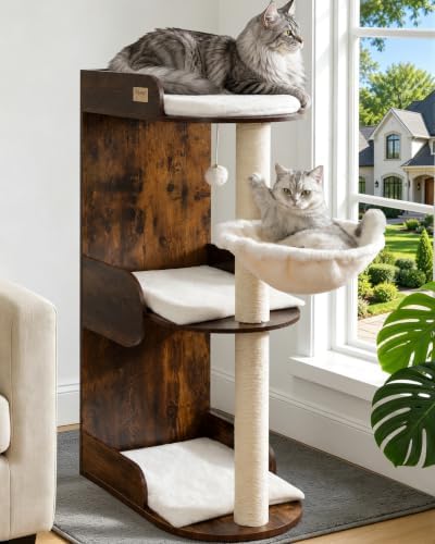 44.8in Modern Wood Cat Tree Tower by FeliskynCatTreeTower