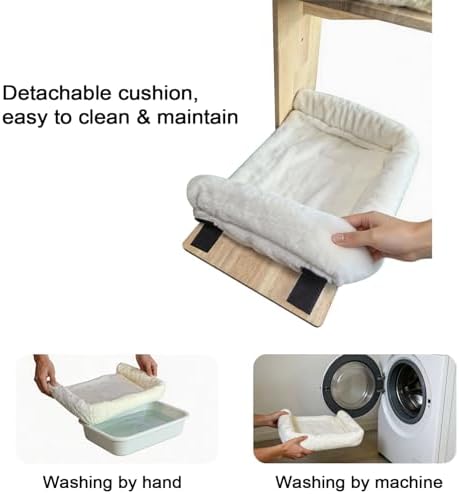 Cat Wall Shelves with Cat Bed 2 in 1 Furniture with Soft Cushion Perch & Pet - Image 5