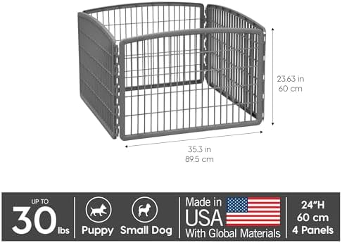 IRIS USA 4-Panel Dog Playpen, Pet Enclosure, Dark Gray - Image 2
