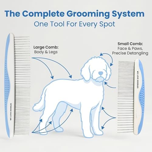 Metal Comb for Dogs, Dog Grooming Detangler Combs For Matted Hair, 2 Pack - Image 2
