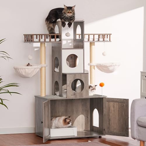 Heybly Cat Tree with Litter Box Enclosure - Image 2